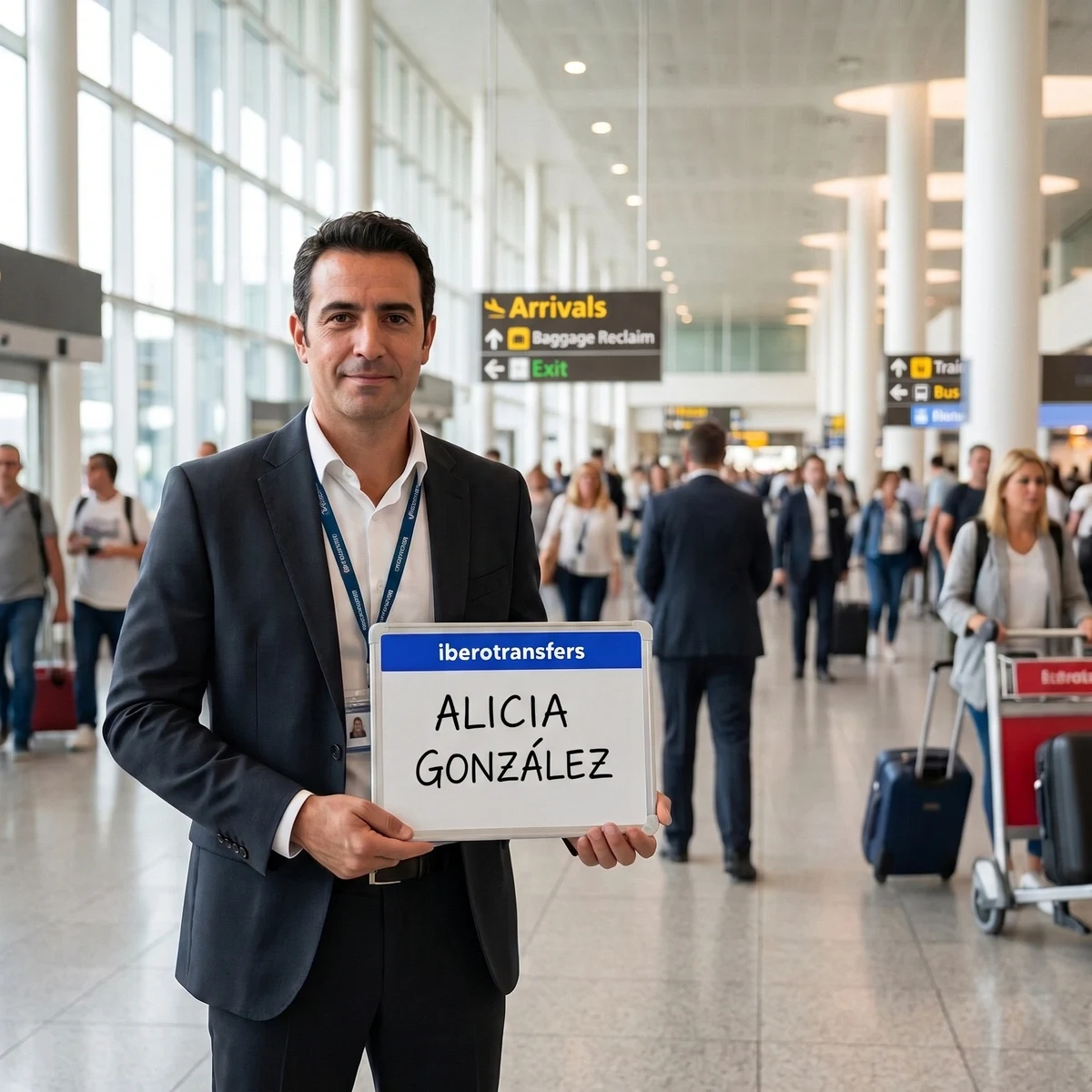 Conductor de Iberotransfers esperando tu llegada en Londres