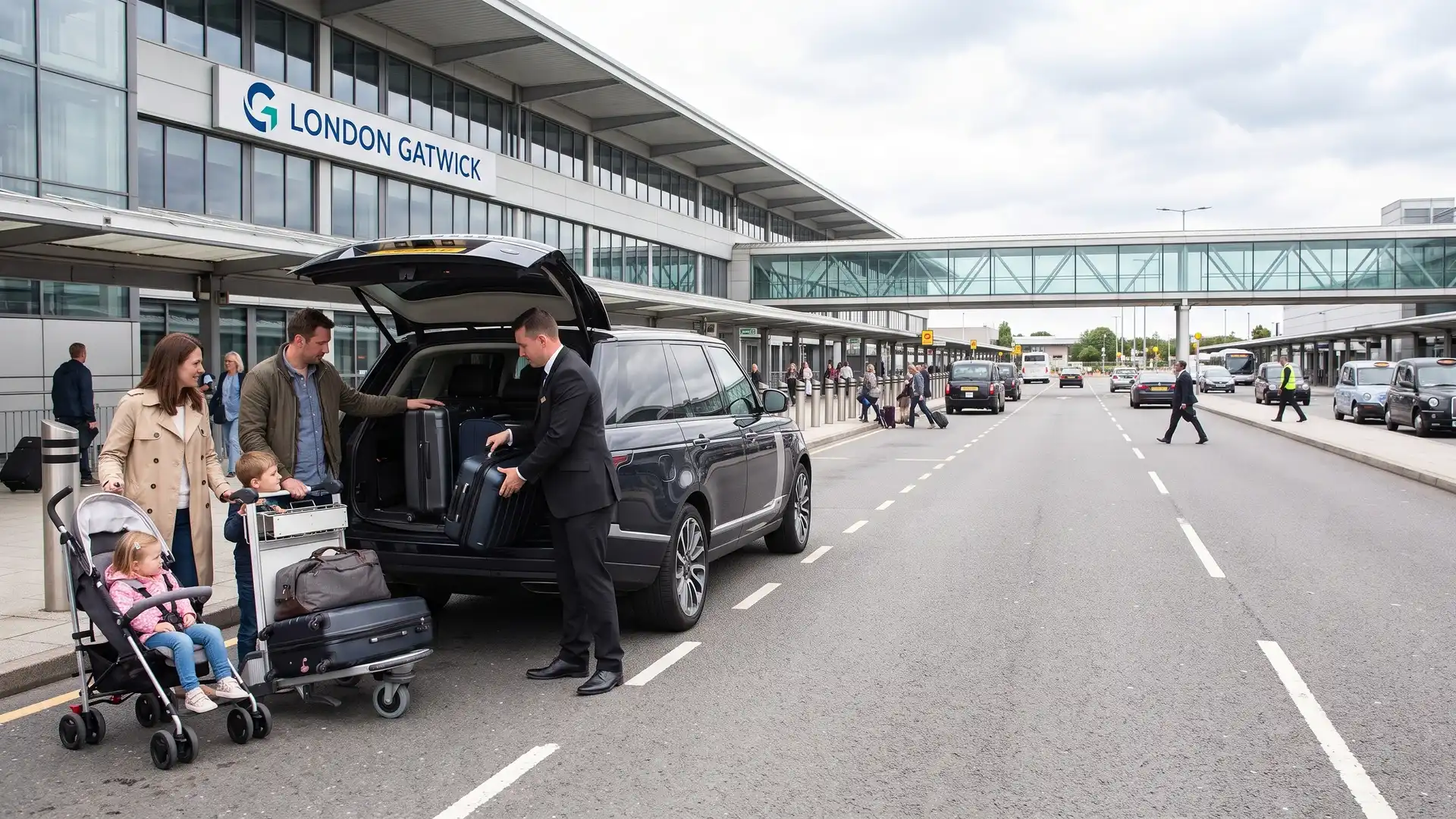 Transfer familia equipaje aeropuerto de Gatwick