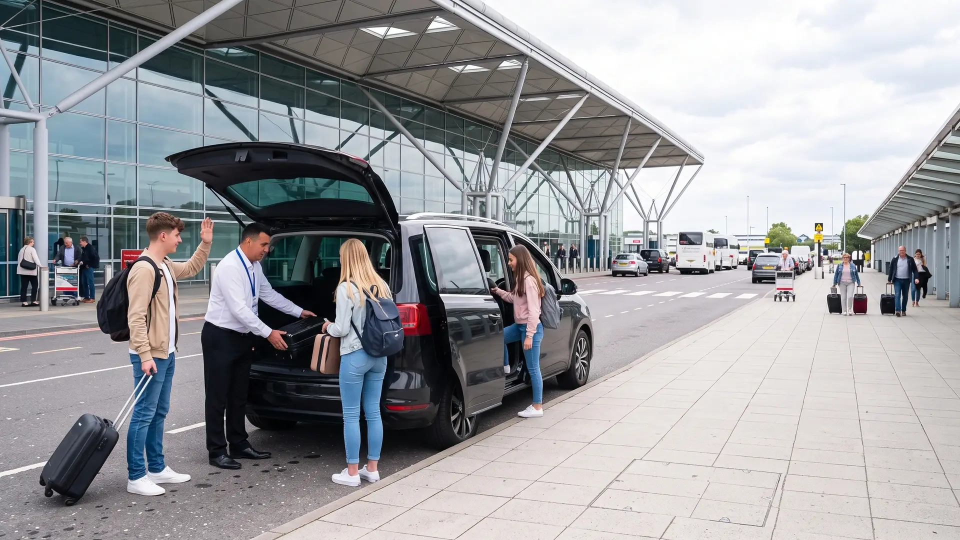 Transfer familia equipaje aeropuerto de Stansted