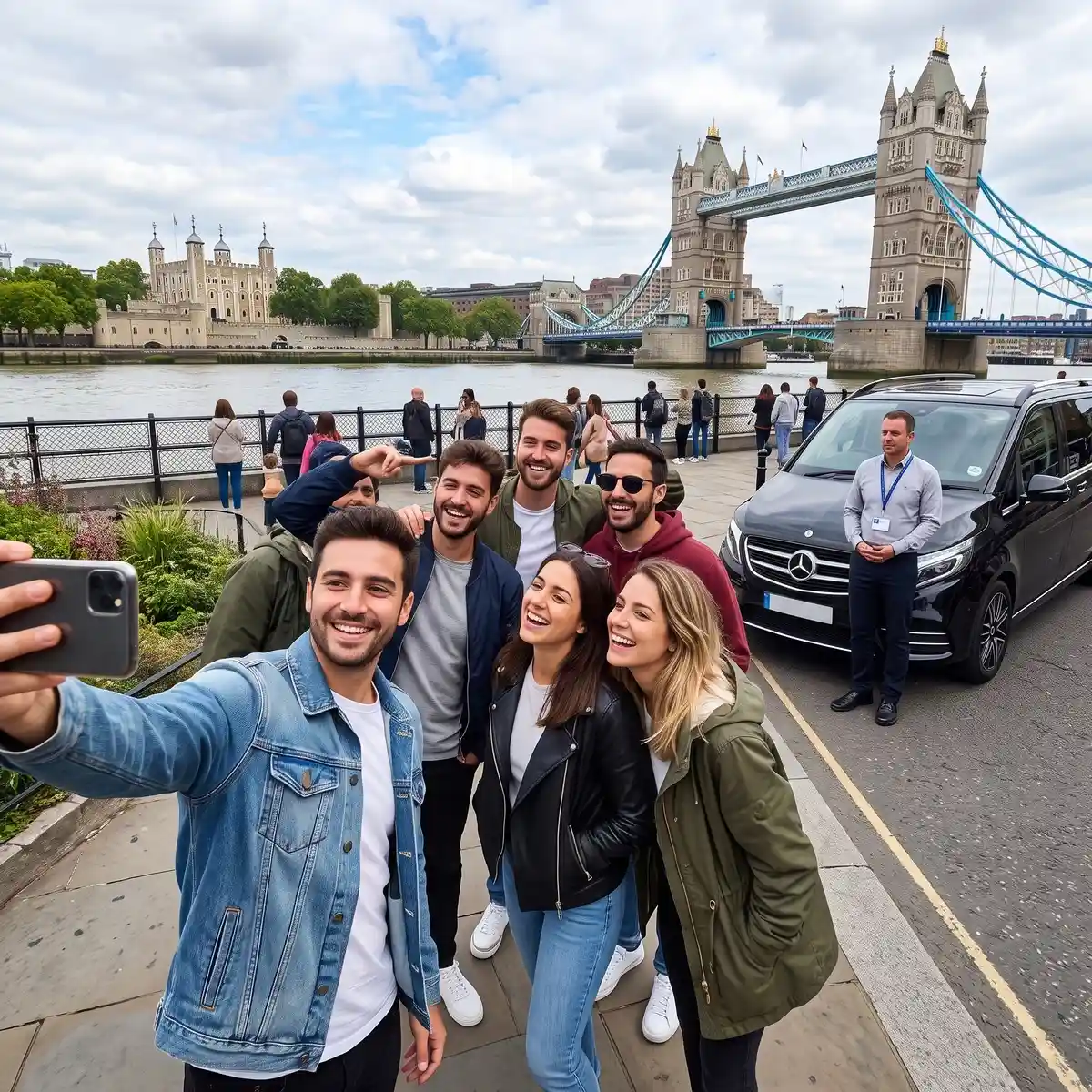 Foto grupo familia tower bridge londres